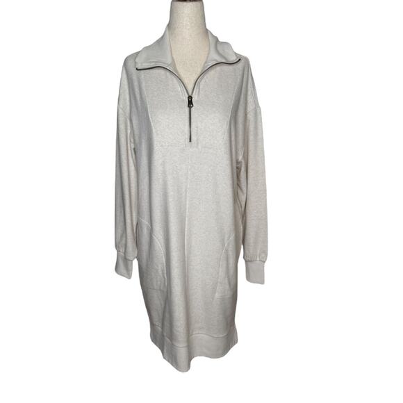 NWOT Faherty Legent Quarter Zip Long Sleeve Off White Minidress – Small - Picture 4 of 9